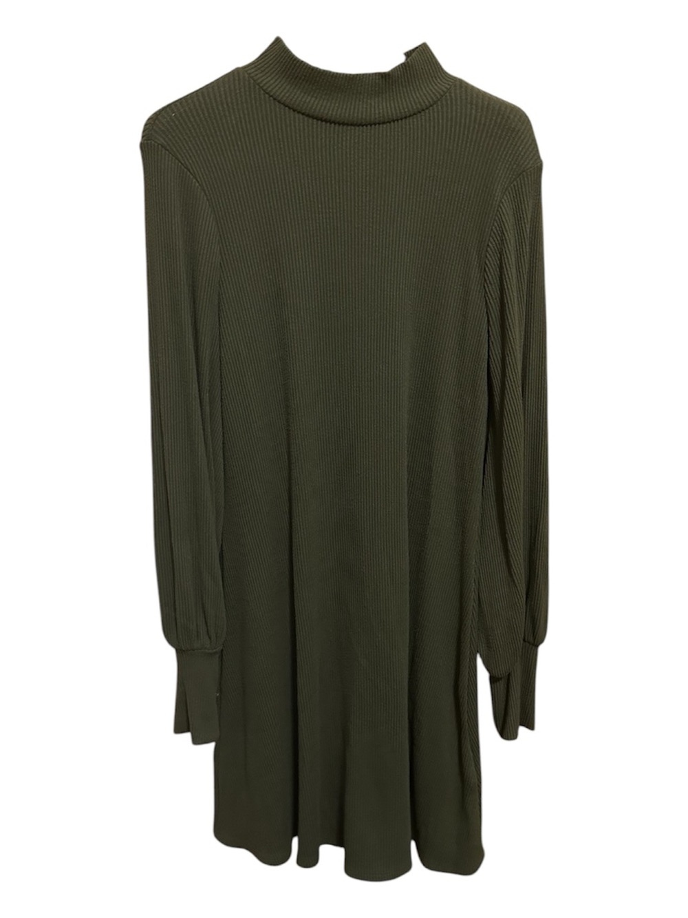 Express Olive Ribbed Mock Neck Long Sleeve Dress